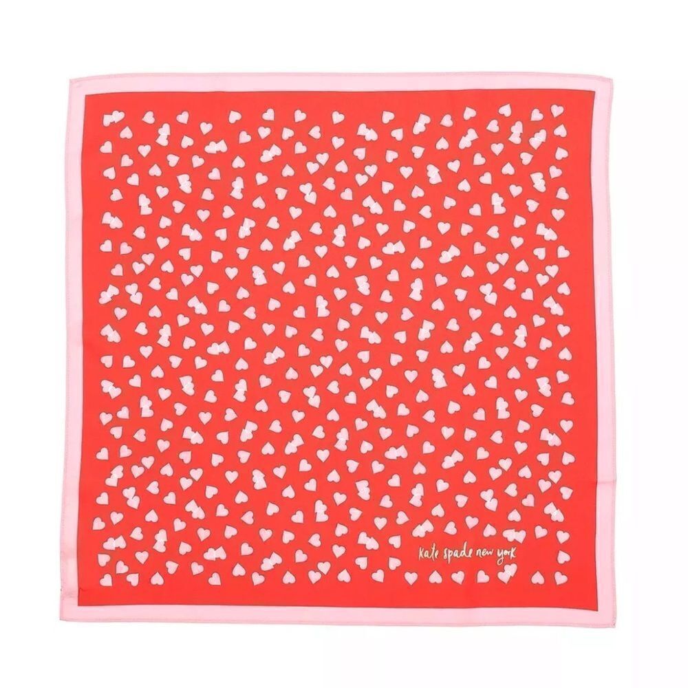 KATE SPADE ♠️ Fluttering Red Heart Links Silk Bandana NWT